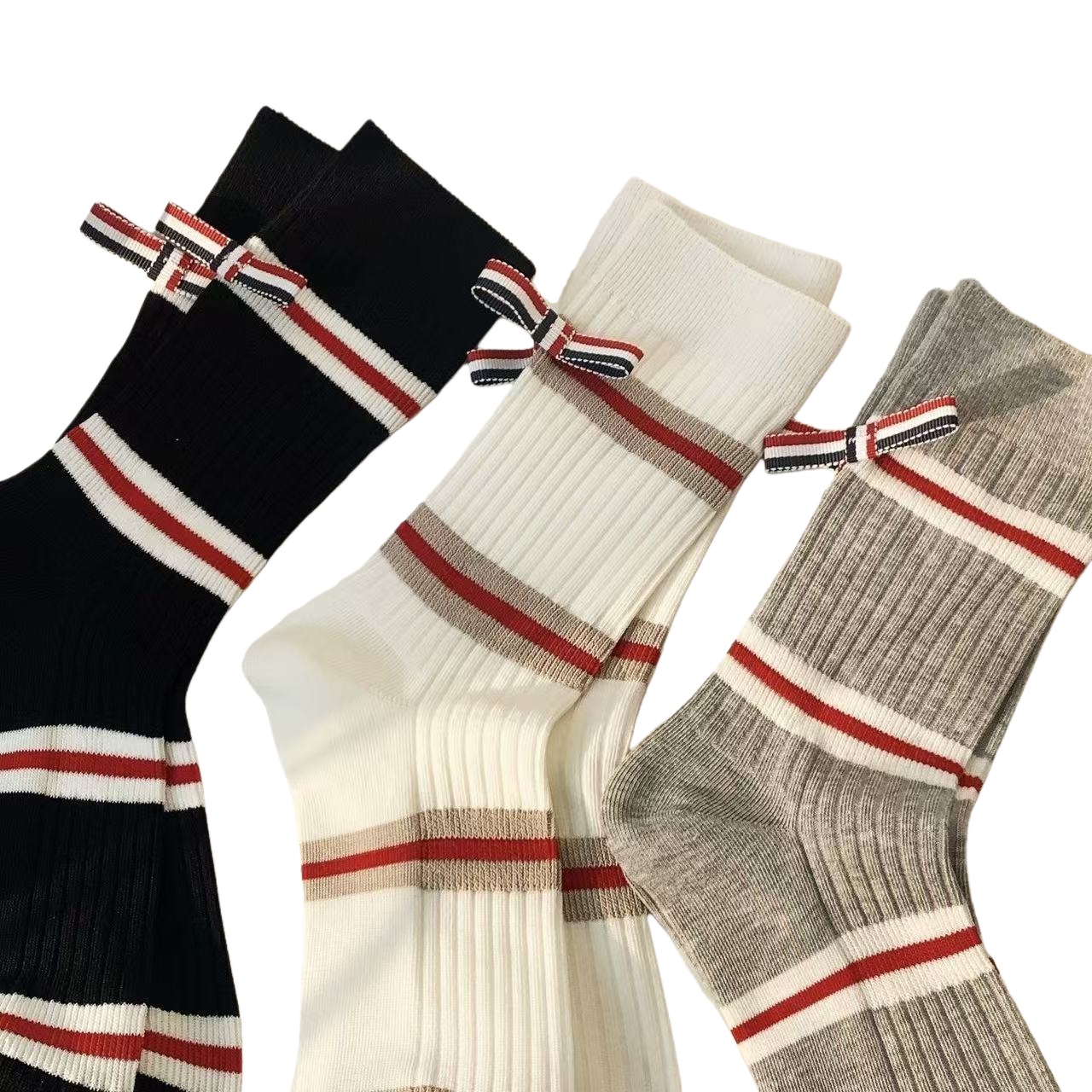 Womens Striped Cotton Crew Socks Middle Tube Cotton Socks Trendy Sports Socks